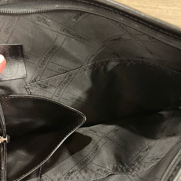 Vintage Longchamp Roseau Black Leather Shoulder Bag Silver Bamboo Toggle Purse - Picture 10 of 12